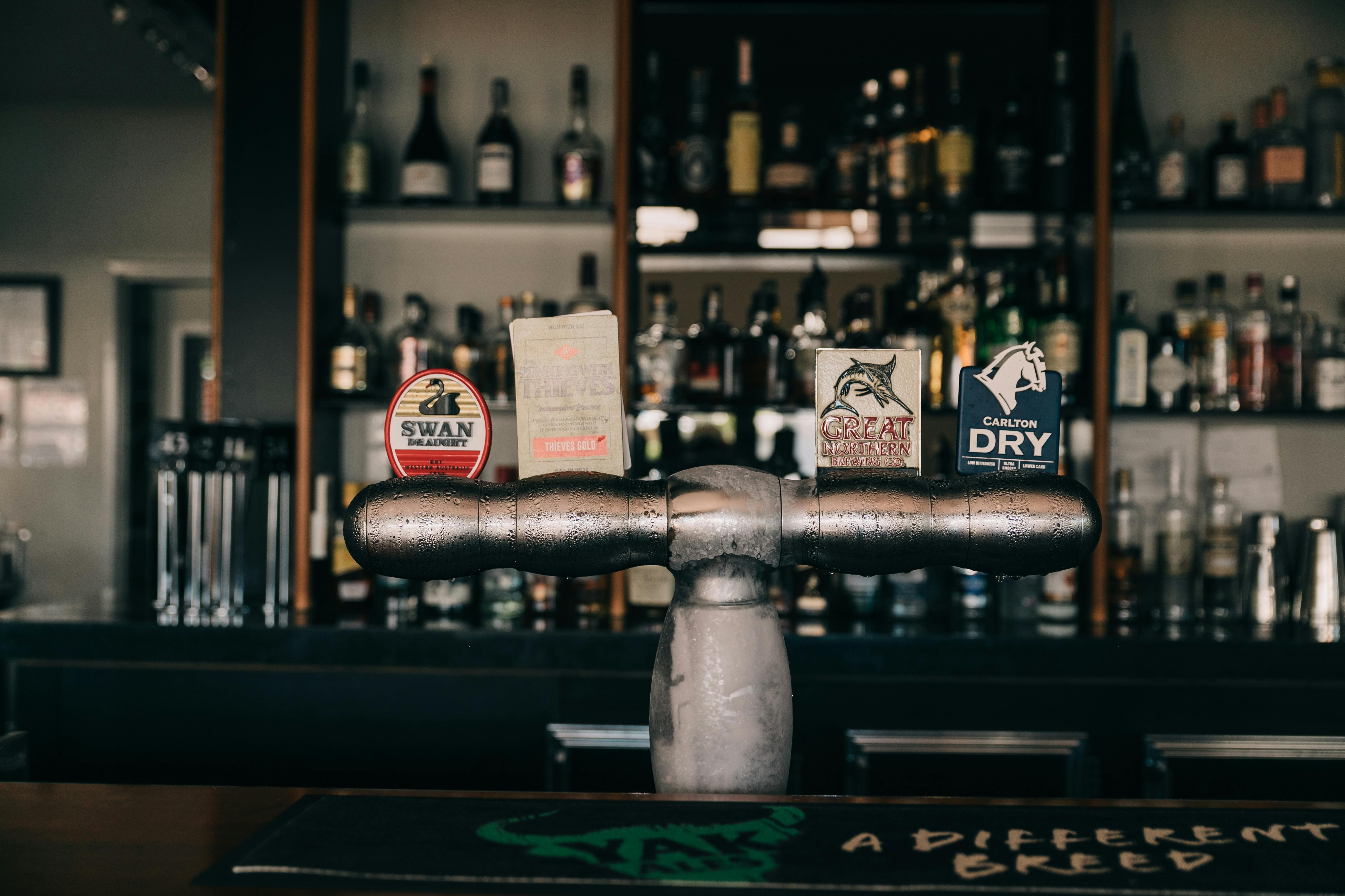 Beer taps on a hotel bar